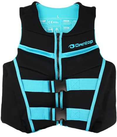 Owntop Schwimmhilfe für Jugend Kinder, verstellbare Auftriebsweste Unisex, Schwimmweste mit Sicherheitsverschlüsse zum SUP Kajakfahren Angeln Segeln (Schwarz, L)