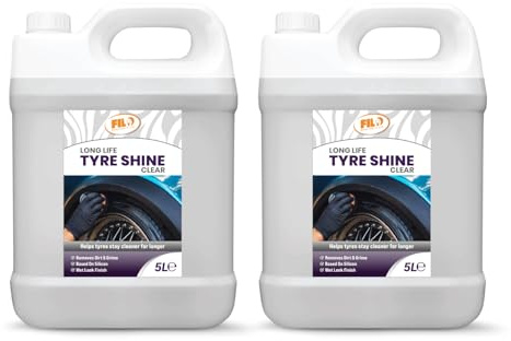 FILO Tyre Shine Clear 2x5L - Professional Tyre Dressing Liquid for Automotive Detailing - Achieve a Deep Black Tyre Shine Wet Look - Weatherproof Silicone Formula - High Gloss Wheel Treatment
