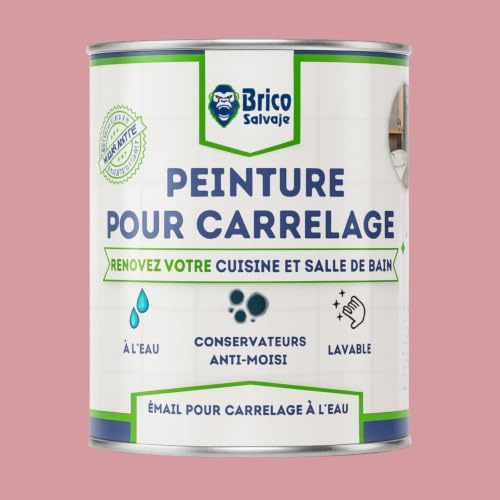 BRICOSALVAJE Pintura para Azulejos Cocina y Baño al Agua MATE | Sin Imprimación | Lavable | Gran dureza (Rosa Empolvado, 4 Litros)