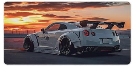 FeoYoed Großes Mauspad, JDM Auto R35, statischer Sport, Sonnenuntergang, Schreibtischmatte, Computerzubehör, Gaming, Büro, Organizer, Zubehör, Dekoration, Essentials, Tastatur-Pads für Schreibtisch,
