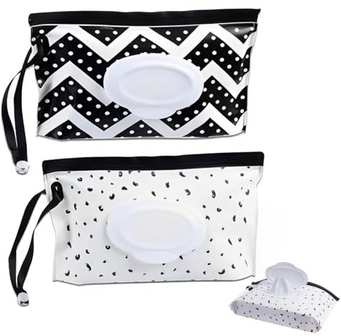 SGERUFZ 2 Pièces Pochettes de Lingettes Humides Sac à Lingettes Mouillées Distributeur Pochette Boîte de Rangement de Lingettes Humides Réutilisable Portable
