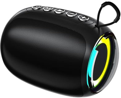 JYmusic Portable Bluetooth speaker with 10W stereo sound, waterproof, dual pairing, LED light, microphone, FM/TF/AUX support, suitable for outdoor, travelling and parties