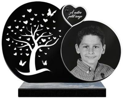 ETERNEL - Personalisierte Grabplatte Schmetterlingsbaum - Foto und Text anpassbar, lasergravierte Grabplatte zur Ehrung, Plexiglass, Grabplatte, Grabstein, Grabstätte