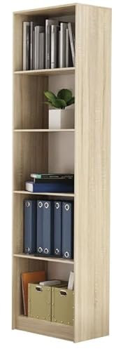 BDW Bücherregal 5 Fächer Standregal Aktenregal Wandregal Raumteiler Regal Raumtrenner Büroregal Mehrzweckregal 50x30x182cm Holzwerkstoff (Eiche Sonoma)
