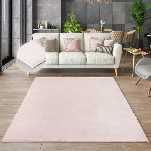 the carpet Cosy kuschelig Warmer Fellteppich, weich und elegant, waschbar und Fußbodenheizung geeignet, Öko-Tex Zertifiziert, Rosa, 140 x 200 cm