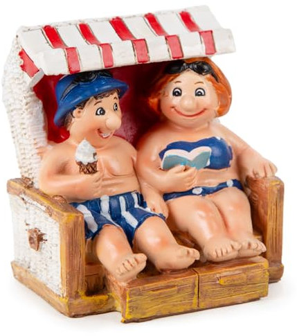 Logbuch-Verlag Maritime Dekofiguren Pärchen Mann + Frau Liebe Reise im Strandkorb lustiges Geschenk Hochzeit Abschied Rente 7,5 x 7 x 8 cm
