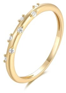 Calefee Eheringe 375 Gold, Damenring Schlicht Klein mit Moissanite, Echtschmuck 9 Karat gr. 61 (19.4)