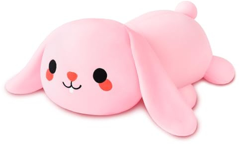 Xfrog Weighted Rabbit Plush, Beschwertes Kaninchen-Stofftier Gegen Ängste, Süßes Häschen-Plüschtier, Weiches Häschen-Kissen, Spielzeug, Geschenk Für Erwachsene, Freundinnen, Rosa, 25CM