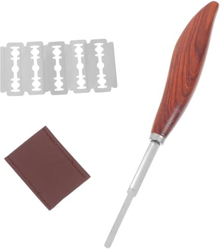 Hoement Cuchillo Pan De De Madera 1 Juego De Herramientas Para Cortar Láminas De Pan Con De Pu y Cuchillas De Repuesto