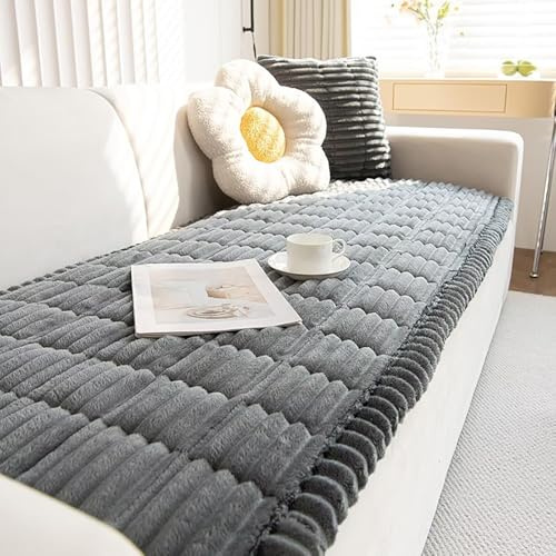 Dicke Kord Sofabezug Dunkelgrau Waschbar Weich Universal Pets Hunde Katze Sofaschoner Couch überzug Rutschfest Gemütlich Haustier Dog Sofa Schutzdecke Sofaüberwürf Möbelschoner Sofahusse, 60x120cm