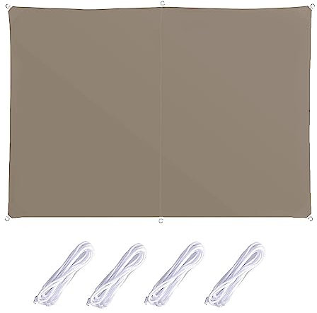 Toldo cuadrado de 3,5 x 4,5 m, impermeable, protección UV, fácil de instalar, toldo al aire libre para patio, jardín, piscina, playa, color gris pardo