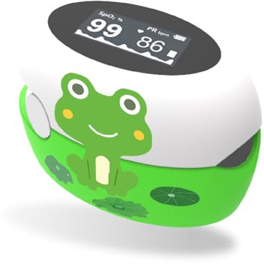 Cartoon Fingertip Pulsoximeter, wiederaufladbarer SpO2 Monitor Fitness Tracker mit hellem Display, 5 Sekunden schnelle genaue Ergebnisse, einfache EIN-Knopf- und Schwerkraftdrehung
