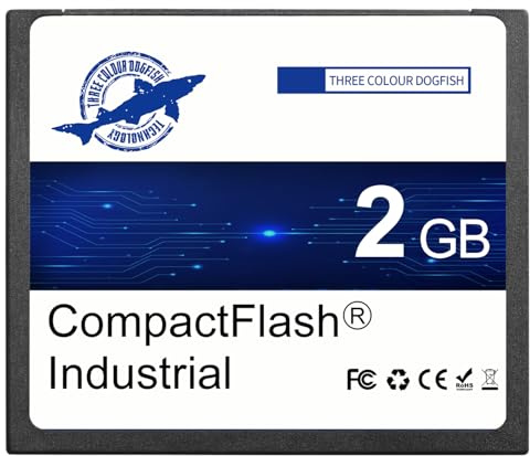 Dogfish Compact Flash Card 2GB Scheda di Memoria Industriale CF Tipo I ad Alte Prestazioni FAT16 per Apparecchiature Industriali e Fotocamere Digitali Vintage