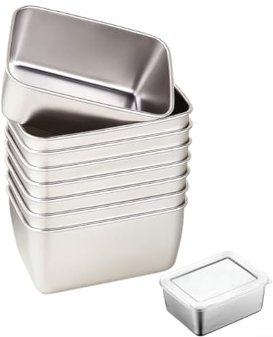 10-Piece Stainless Steel Food Containers with Secure Lids for Freezing, Meal Prep and Kitchen Storage, Dishwasher and Microwave Safe