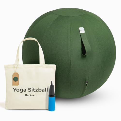 Backerz Sitzball - Ergonomische Sitzmöbel für Büro und Heimbüro - Langlebiger Stoff, Gymnastikball - Fitness-Ball, Ballstuhl mit Ballauflage - Waschbarer Leinenbezug