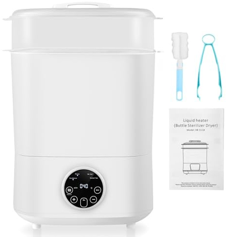Sterilisator für Babyflaschen, Flaschen Sterilisator Baby | 5-in-1: Sterilisieren, Trocknen, Auto-Sterilisieren&Trocknen, Essen Aufwärmen, Flaschen Warmhalten | 8 Flaschen Kapazität, 24h Keimschutz
