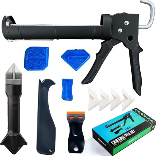 Caulk Gun Kit - Smooth Silicone Caulking Remover & Scraper Tool The Smarter Way to Seal & Repair Professional Caulk Gun Set with Glide & Comfort Grip/Heavy-Duty Metal/Plastic for Flawless DIY