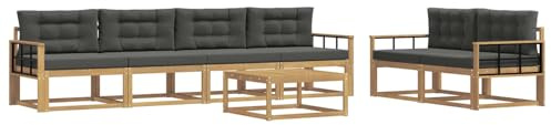 vidaXL Outdoor-Sofagarnitur mit Kissen 6 pcs Weiß und Anthrazit, Gartenmöbel, modernes Outdoor-Sofa Set, modulare Sitzgelegenheiten, Loungemöbel für deinen Garten