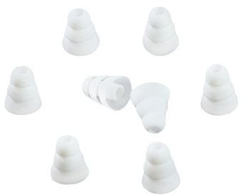 Xcessor Triple Flange Cónico Silicona Almohadillas de Repuesto para Auriculares Internos 4 Pares (Juego de 8 Piezas). Compatible con la Mayoría en el Oído Marcas Auriculares. (Grande, Blanco)