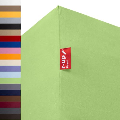r-up Passt Spannbettaken 140x200-160x200 grün | 100% Baumwolle, 130g/m² Tuchgewicht, bis 35cm Höhe, viele Farben, OEKO-TEX, stressfrei auch für hohe Matratzen