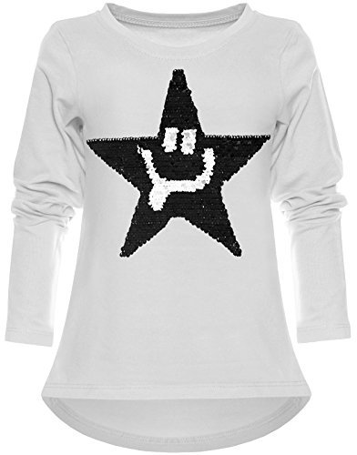 BEZLIT Kinder Mädchen Pullover Wende Pailletten Sweatshirt 21897 Weiß 98/104