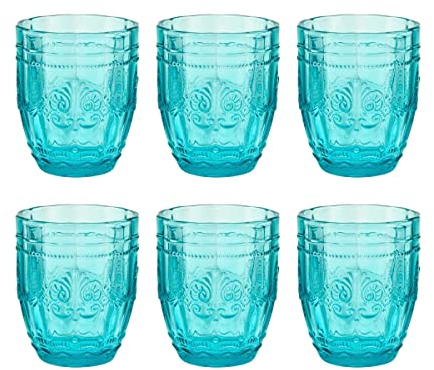 BUTLERS Trinkgläser 6er Set 250ml -VICTORIAN- Wassergläser in Vintage Design | Retro Gläser in bunten Farben mit Prägung | spülmaschinenfestes Trinkgeschirr ideal für Wasser, Saft, Cocktails
