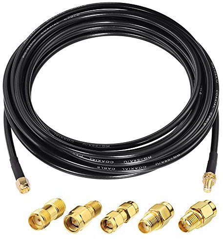Superbat Cavo Antenna SMA Cavo RG58 3M SMA Maschio verso SMA Femmina Cavo Estensione SMA 50Ohm con 5 Pezzi Kit Adattatore SMA/SMA/RPSMA per Antenne 4G LTE, WLAN, Router, SDR, Radioamatori, ADS-B