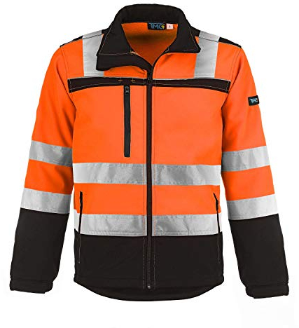 TMG® Warnschutzjacke für Herren | strapazierfähig | gefütterte Arbeitsjacke Klasse 2 | Orange L