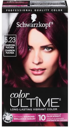 Schwarzkopf Color Ultime 5.23 Charcoal Fuchsia Hair Dye, Permanent Intense Red with Diamond Brilliance, Fade-Resistant, Covers Grays, All Hair Textures