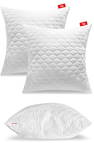 Softimi Gestepptes Premium Kissen Antiallergisch - Anti-Milben - Geruchlos sofort verwendbar - Mit Härteeinstellung (2er Set 80x80 cm)