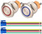 GUUZI 2pcs Pulsanti Momentanei 1NO1NC Guscio in Acciaio Inossidabile Impermeabile 220V-230V/5A Anello LED Pulsante Illuminato con Presa filo Adatto per foro di Montaggio da 22mm (Blu+Rosso)
