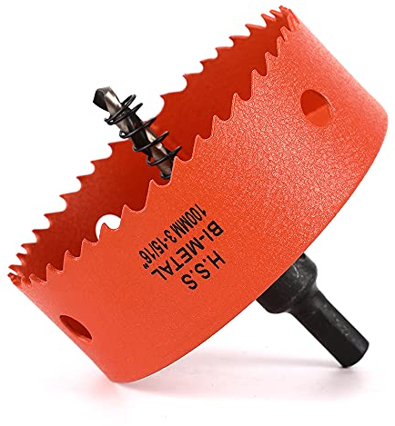 Dribotway Bi-Metall Lochsäge 3-15/16'' 100mm,M42 HSS Schneller Lochschneider,mit 1 Schaft und 1 Bohrer,Für Trockenbaumaterialien, Holz, Kunststoffe und Metalle, Schnitttiefe