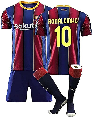 Ronaldinho # 10 set maglie da calcio da uomo, per adulti e bambini, maglietta + pantaloncini + calzini, adatta per tifosi