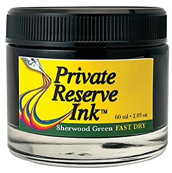 Private Reserve Ink® FAST DRY - 60 ml Ink Bottle for Fountain Pen (Sherwood Green Fast Dry) (PR17042), Green