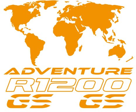 Gesar 2 Pezzi Adesivo Adventure Planisfero e 2 Pezzi GS 1200 - Adesivo per auto e moto - Compatibile con moto Motorrad LC R 1200 GS - Adatti per valigie moto - R 1200 1150 1100 GS