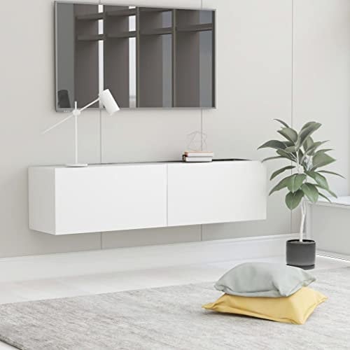Gecheer Mobile TV Bianco a Parete Sospeso, Parete Attrezzata da Soggiorno Porta, 120x30x30 cm in Truciolato
