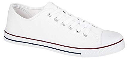 GladRags Mens Boys Low Top Canvas Lace Up Trainers Pumps Plimsolls, White Size 10