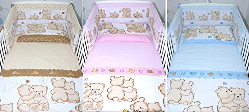 Primawela Baby Bettwäsche - Bärchen Braun - Kinderbettwäsche Babybettwäsche mit Kissenbezug Baumwolle (Rosa, 90 x 120 cm)