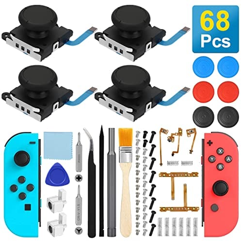 EEEKit Reparaturwerkzeuge für Nintendo Switch, 68 in 1 Joy-Con Reparaturteile, Analog Joystick Ersatz für Switch, Schraubendreher Öffnungswerkzeugset für NS