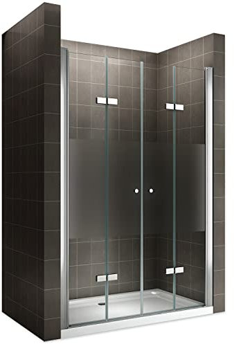 EMMY Porte de douche pliante pivotante H 195 cm largeur réglable 84 à 88 cm verre semi-opaque
