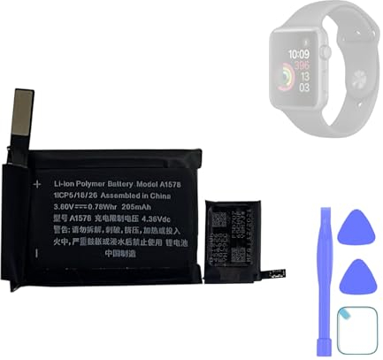 HIGHAKKU Batteria di ricambio per smartwatch A1578, compatibile con Watch iWatch Series 1, 1 generazione 38 mm, modello: A1802 A1553 con strumenti