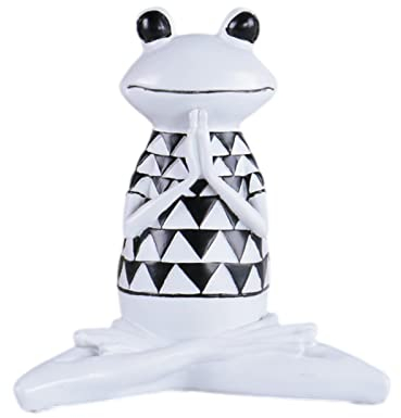 Queemie Abstrakte Meditierende Yoga Frosch Figur Harz Frösche Modell Statue Lustige Kreative Tier Sammelfiguren für Wohnzimmer Büro Dekor
