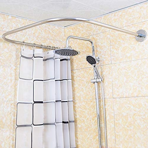 Duschvorhangstange U Form Edelstahl Duschvorhangwinkelstangen Badewanne Schiene, für Badezimmer Küche Umkleidekabine