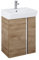 VBChome Badmöbel Set 50 cm Weiß Waschbecken mit Eiche Hängeschrank Waschtisch 2-Türen Soft-Close Seitengriff Modern Elegant