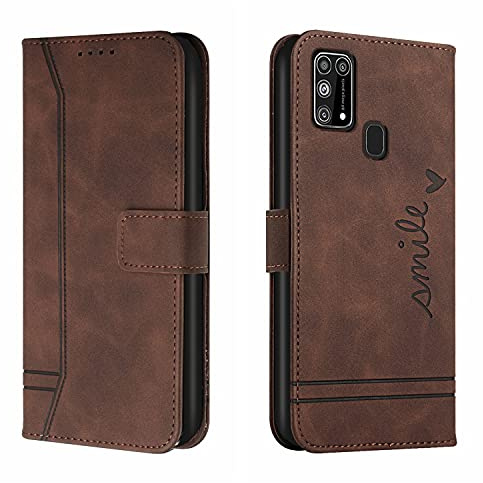 Bravoday Cover per Galaxy M31 / M31 Prime / M21S / F41, Flip Custodia in Pelle PU Portafoglio Custodia per Galaxy M31 / M21S / F41, con Slot per Schede, Marrone