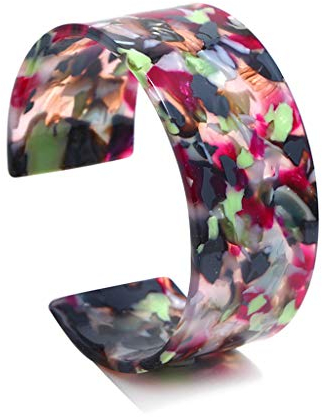 goodluxx Leopard Armreif Acetatharz Öffnungsarmband Frauen Lady Charms Acryl Dekoration Blumendruck Modetrend Geschenke Eleganter Ethnischer Stil Armreif Hot Pink