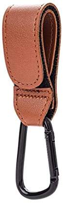 Ganci Passeggino 1 Pezzi, in Pelle, Universale, Moschettoni per Carrozzina, per Borsa Passeggino, Zaini, etc