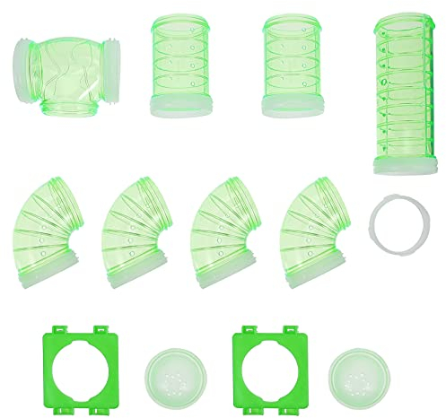 iplusmile Hamster Käfig Tunnel Hamster-Röhren-Set Transparent Hamsterkäfig- Externes Kreatives DIY Verbindung Tunnel Spur Rattenspielzeug Hamsterkäfig-Zubehör Grün DIY Hamster Tunnel
