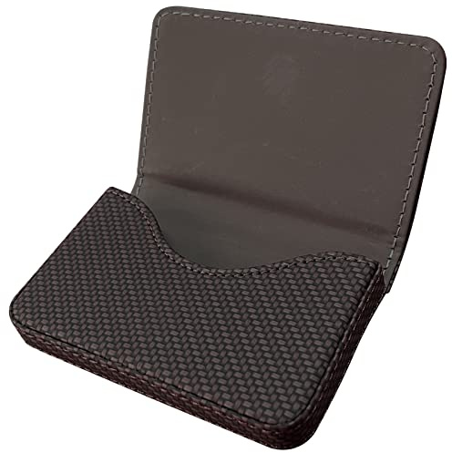 sundee Visitenkartenhalter aus luxuriösem PU-Leder, Visitenkartenhalter, Brieftasche, Kreditkartenetui, Ausweishülle für Damen und Herren – halten Sie Ihre Visitenkarten sauber, Hk (Twill Brown), S,