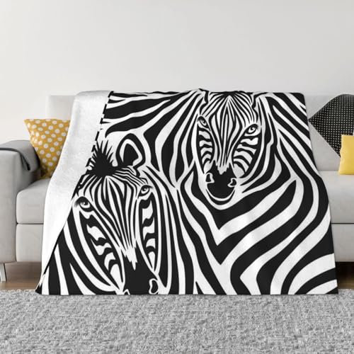 DEHIWI Zebra Flanell-Fleecedecke, 203,4 x 152,4 cm, ultraweich, warm, gemütlich, Überwurfdecke, Ganzjahresdecken für Bett, Sofa, Wohnzimmer, Outdoor